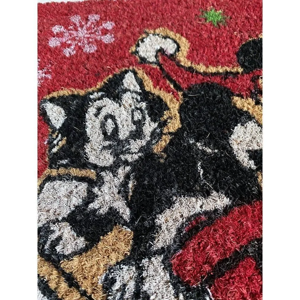 Disney Minnie Mouse And Berlioz On Sleigh Christmas‎ Season Coir Door Mat 18x28”